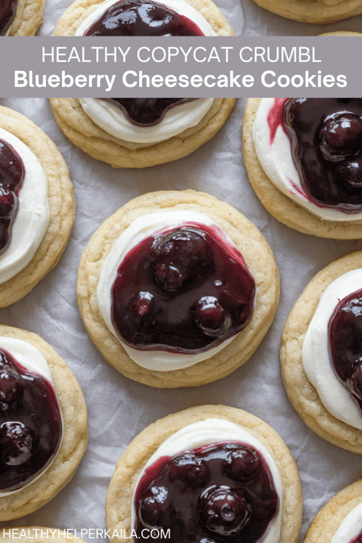 Healthy Copycat Blueberry Cheesecake Crumbl Cookies [high protein + no added sugar]